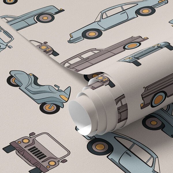 Tapéta Retro autók és robogók bézs háttér előtt, Tapétá vintage stílusban, a01178v1 : Uwalls.hu