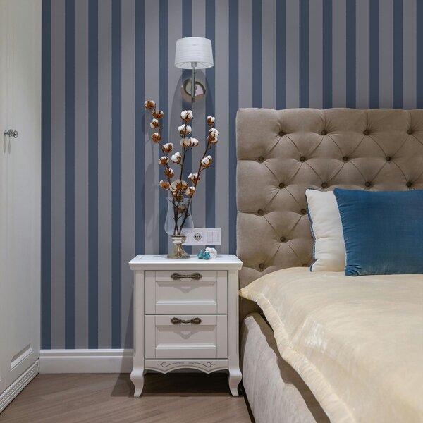 Tapéta Kék és szürke függőleges csíkok, Tapétá geometria, Tapétá geometria csíkok, a01180v1 : Uwalls.hu