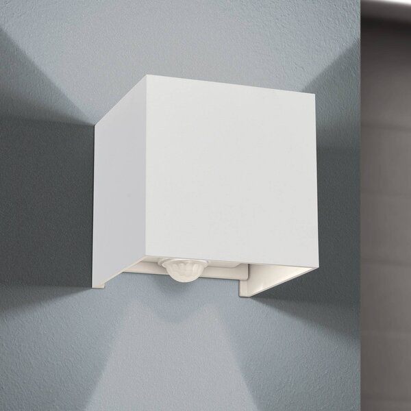 ORION LED kültéri fali lámpa Cube-S, fehér, fém, mozgásérzékelős, mozgásérzékelős, Fehér / opál, Alumínium, Modern