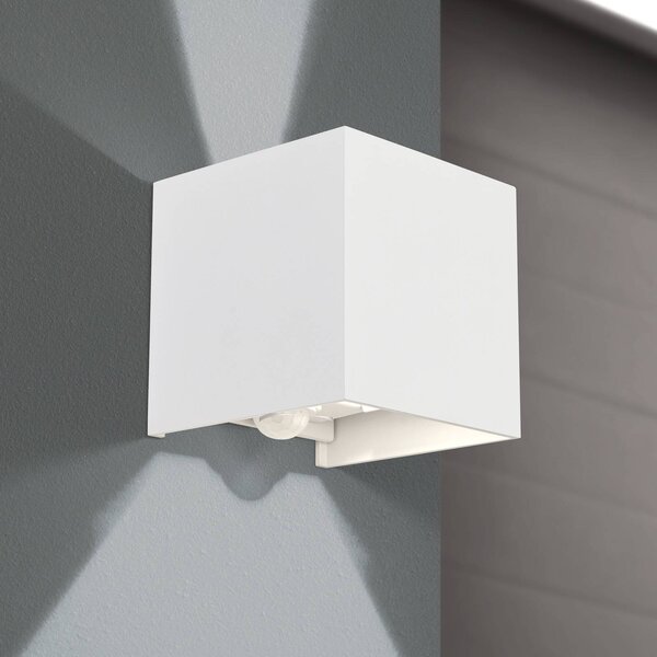 ORION LED kültéri fali lámpa Cube-S, fehér, fém, mozgásérzékelős, mozgásérzékelős, Fehér / opál, Alumínium, Modern