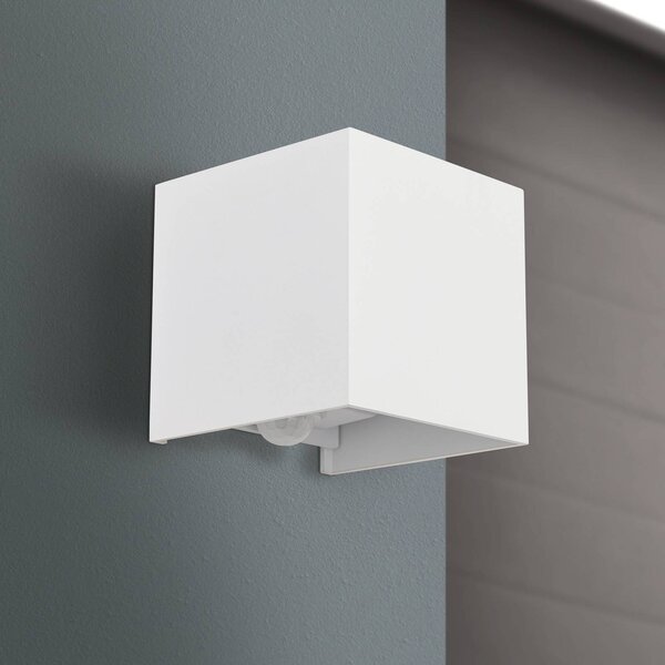 ORION LED kültéri fali lámpa Cube-S, fehér, fém, mozgásérzékelős, mozgásérzékelős, Fehér / opál, Alumínium, Modern