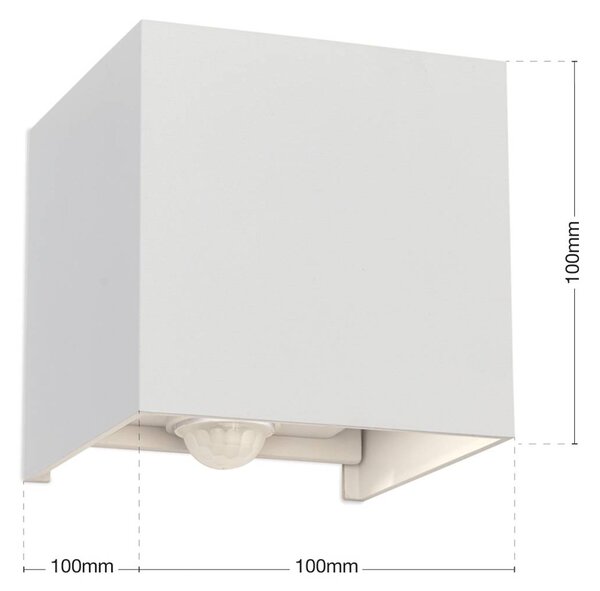 ORION LED kültéri fali lámpa Cube-S, fehér, fém, mozgásérzékelős, mozgásérzékelős, Fehér / opál, Alumínium, Modern