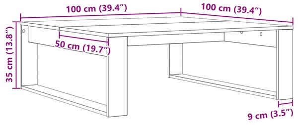 Fekete Tölgy Kávézóasztal 100x100x35 cm Tervezett Fa