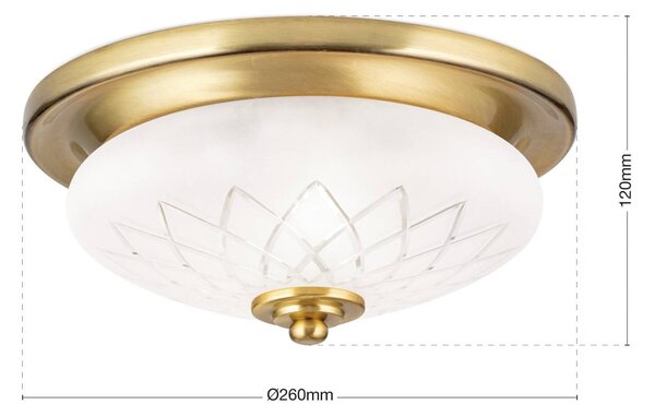 ORION Porto mennyezeti lámpa, Ø 26 cm, bronz színű, üveg, E27, dimmelhető, Bronz / antik sárgaréz, Nappali / Étkező, Üveg, Antik