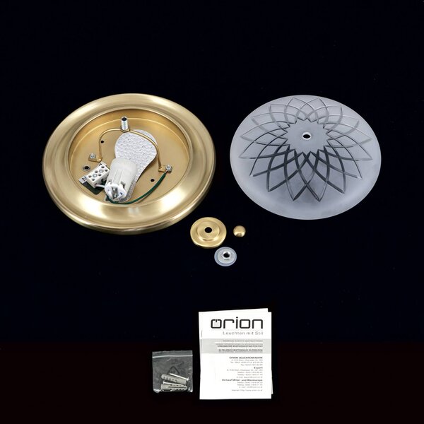ORION Porto mennyezeti lámpa, Ø 26 cm, bronz színű, üveg, E27, dimmelhető, Bronz / antik sárgaréz, Nappali / Étkező, Üveg, Antik