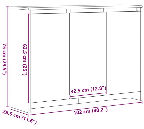 Fekete Tölgy Büfé 102x33x75 cm Műanyag Fa