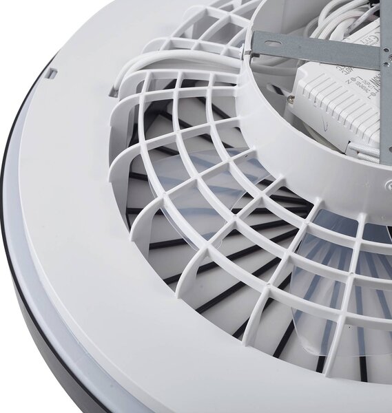Lindby LED mennyezeti ventilátor Teleo, Ø48 cm, fekete, DC, Tuya, dimmelhető, Fekete, Nappali / Étkező, Műanyag, Modern
