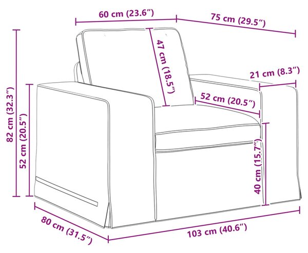 VidaXL Kanapé Világosszürke 103 x 80 x 82 cm szövet