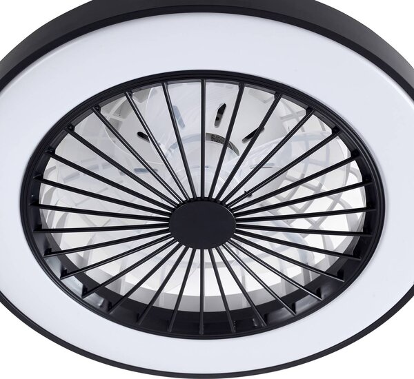 Lindby LED mennyezeti ventilátor Teleo, Ø48 cm, fekete, DC, Tuya, dimmelhető, Fekete, Nappali / Étkező, Műanyag, Modern