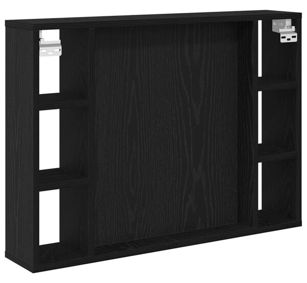 Tükörszekrény polcokkal Fekete tölgy 76 x 15 x 55 cm Szerelt Fa