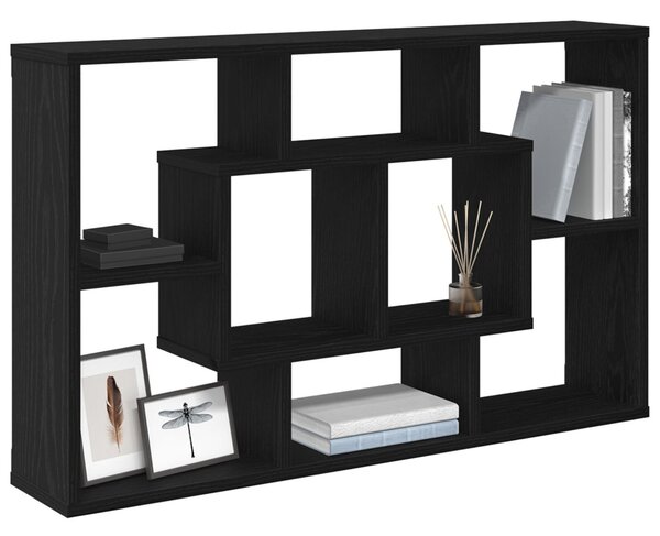 Falpolc polcokkal Fekete tölgy 85 x 16 x 52,5 cm Szerelt Fa
