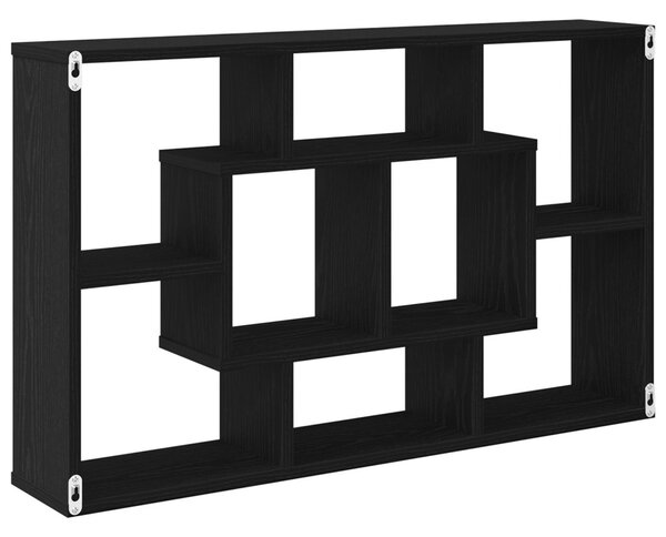 Falpolc polcokkal Fekete tölgy 85 x 16 x 52,5 cm Szerelt Fa