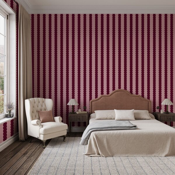 Tapéta Burgundi hullámos csíkok minimalista stílusban, Tapétá geometria, Tapétá geometria csíkok, a01182v5 : Uwalls.hu