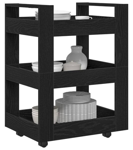 Konyhai Kocsi Fekete Tölgy 60x45x80 cm Összeszerelt Fa
