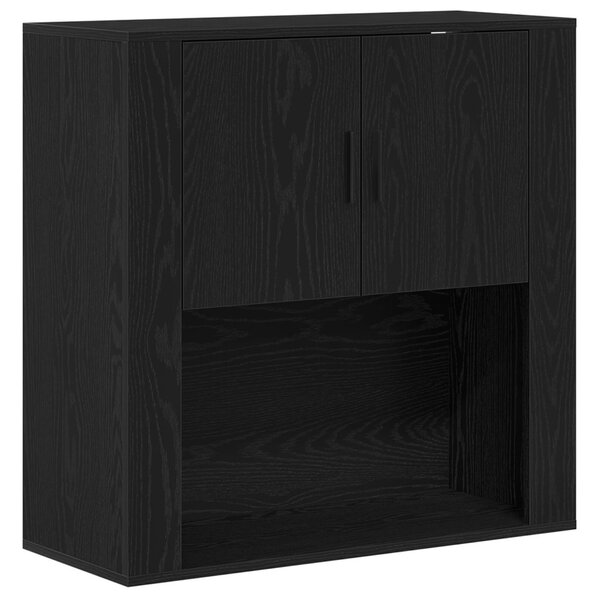 Falipolc Fekete tölgy 80x33x80 cm Szerelt fa