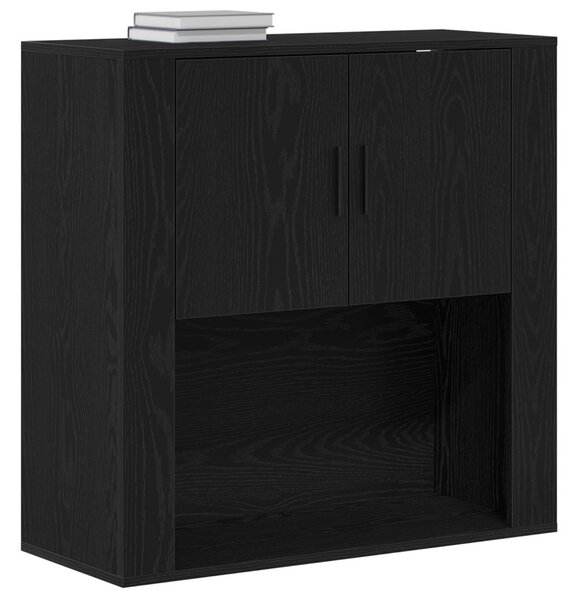 Falipolc Fekete tölgy 80x33x80 cm Szerelt fa