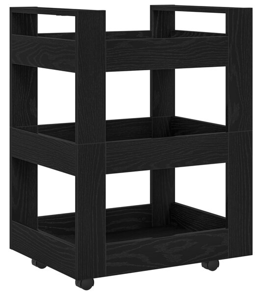 Konyhai Kocsi Fekete Tölgy 60x45x80 cm Összeszerelt Fa