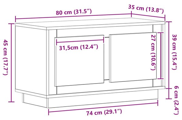 TV szekrény régi fa 80x35x45 cm mérnöki fa