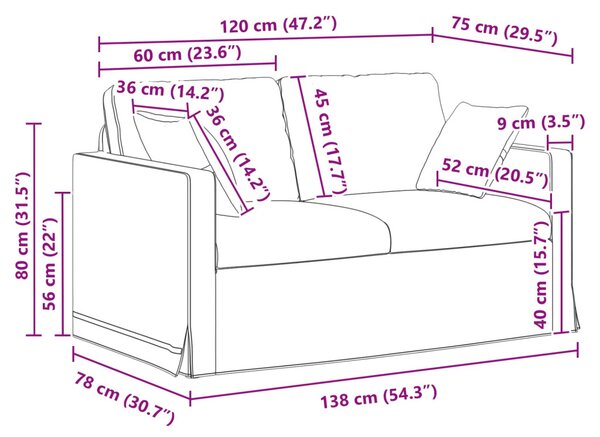 VidaXL Kanapé Sötétszürke 138 x 78 x 80 cm Bársony