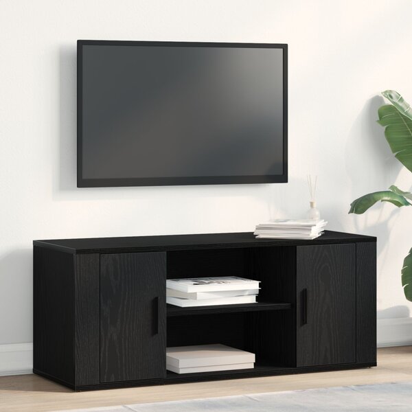 VidaXL TV Szekrény Fekete Tölgy 100x35x40 cm Szerelt Fa