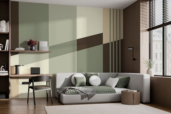 Fotótapéta Visszafogott geometrikus minták olíva-, bézs- és barna árnyalatokban, Fotótapéta geometria, w05390 : Uwalls.hu