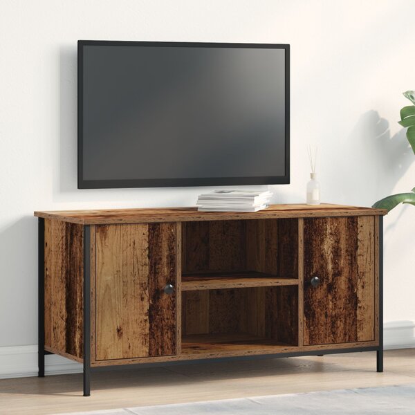 TV Szekrény Régi Fa 100x40x50 cm Műanyag Fa és Acél