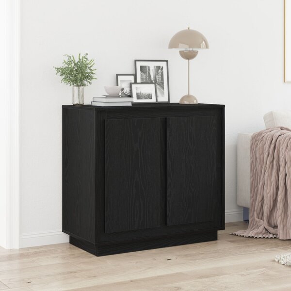 VidaXL Oldalszekrény Fekete Tölgy 80x34x75 cm Műszaki Fa
