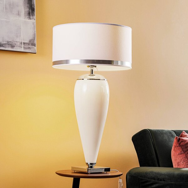 Argon Lund asztali világítás, fehér/opál, magasság 70 cm, Fehér / opál, Nappali / Étkező, Textil / szövet / selyem, Modern