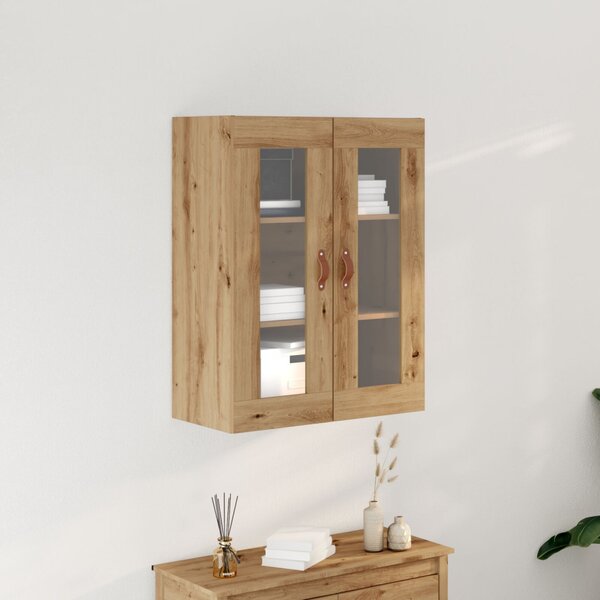 VidaXL Fali szekrény üvegajtókkal Kézműves tölgy 69,5x34x90 cm