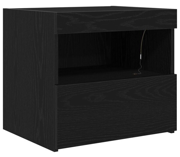 LED világítással felszerelt éjjeli szekrények 2 db Fekete tölgy 50x40x45 cm
