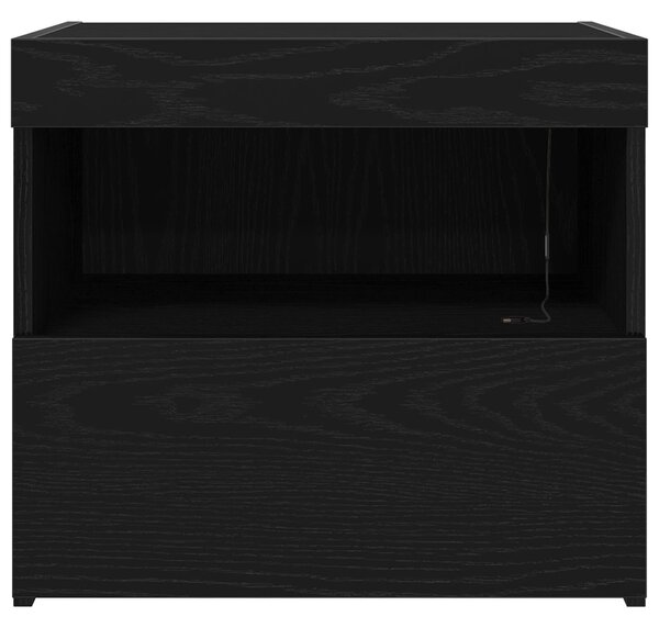 LED világítással felszerelt éjjeli szekrények 2 db Fekete tölgy 50x40x45 cm