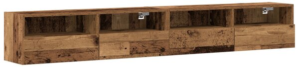 TV Fali Szekrények 2 db Régi Fa 100x30x30 cm Mérnöki Fa