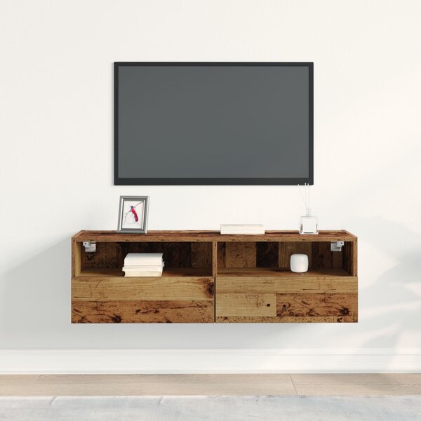 TV Fali Szekrény Régi Fa 100x30x30 cm Mérnök Fa
