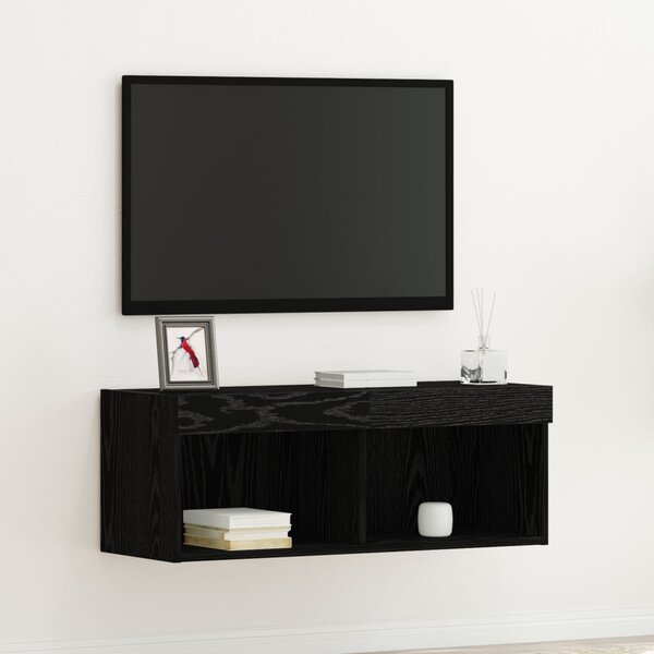 TV szekrény garnitúra 80 x 30 x 30 cm Fekete tölgy Szerelt Fa
