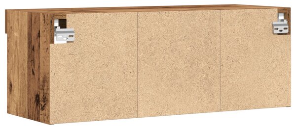 TV Fali Szekrény LED Világítással 2 db Régi Fa 80x30x30 cm