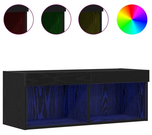 TV szekrény garnitúra 80 x 30 x 30 cm Fekete tölgy Szerelt Fa