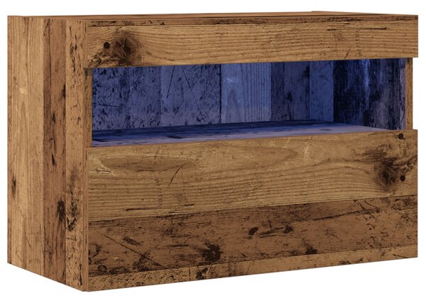TV Fali Szekrény LED-del Régi fa 60 x 30 x 40 cm Faanyag