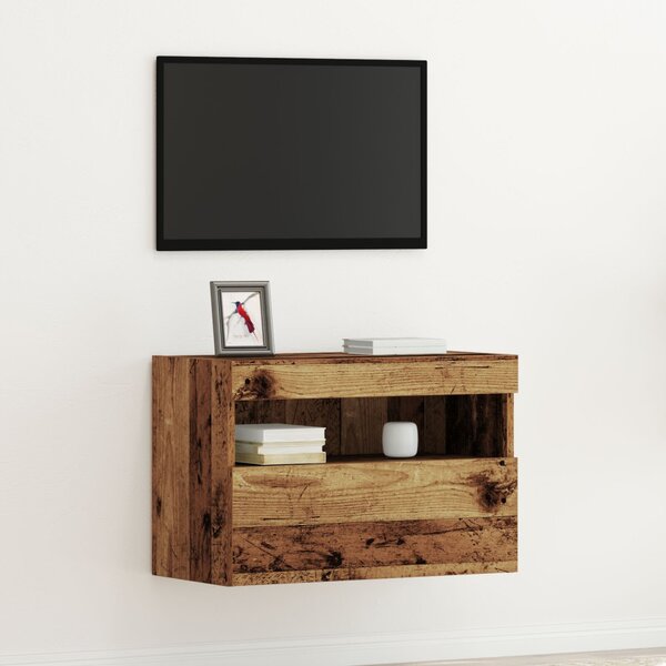 TV Fali Szekrény LED-del Régi fa 60 x 30 x 40 cm Faanyag