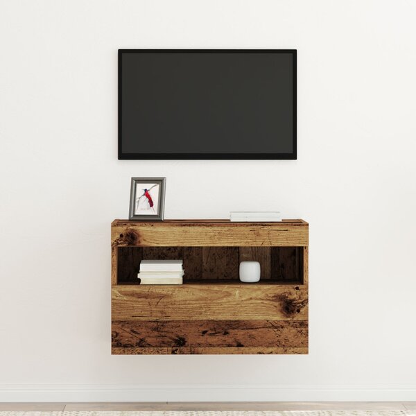TV Fali Szekrény LED-del Régi fa 60 x 30 x 40 cm Faanyag