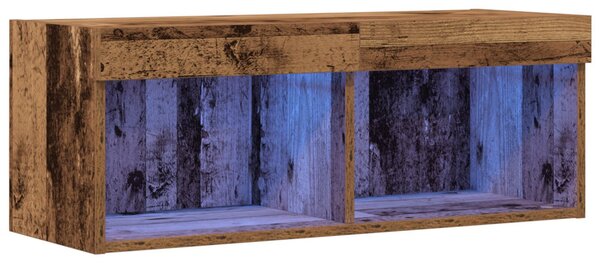 TV szekrény garnitúra leddel Régi fa 80 x 30 x 30 cm Faanyag