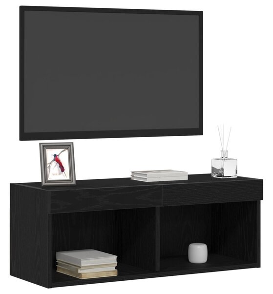 TV szekrény garnitúra 80 x 30 x 30 cm Fekete tölgy Szerelt Fa