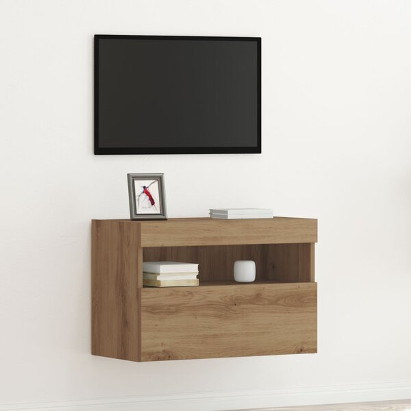TV Fali Szekrény 60 x 30 x 40 cm kézműves tölgy Szerelt Fa