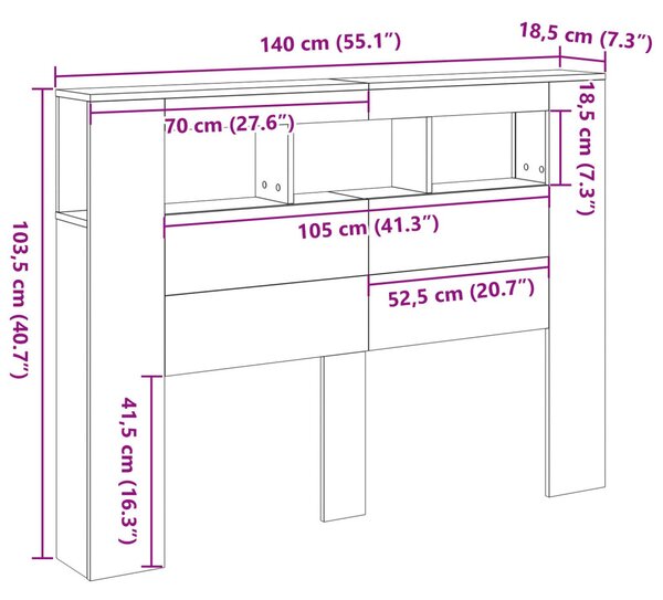 LED ágytámla Musta tammi 140 x 18,5 x 103,5 cm Faanyag