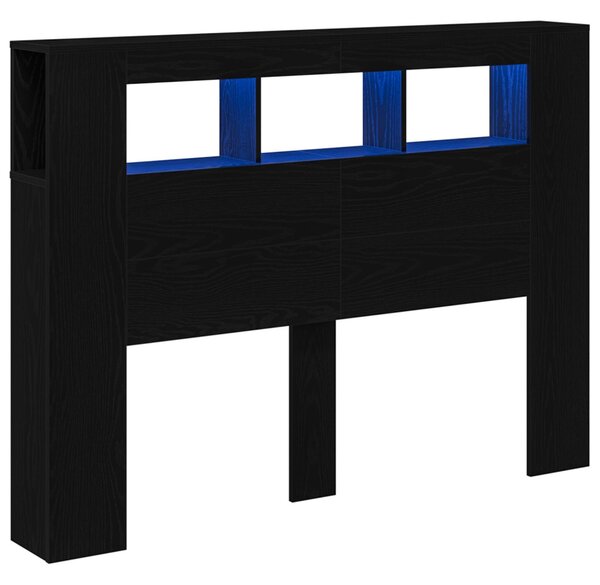 LED ágytámla Musta tammi 140 x 18,5 x 103,5 cm Faanyag