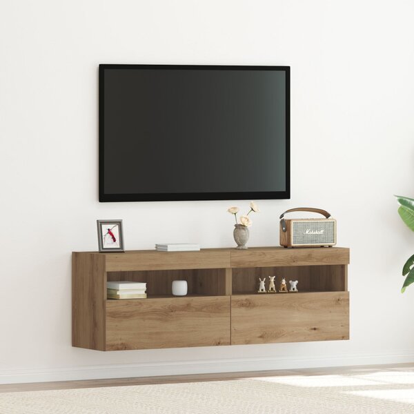 VidaXL LED világítással rendelkező TV faliszekrények 2 db Artisan tölgy 60x30x40 cm
