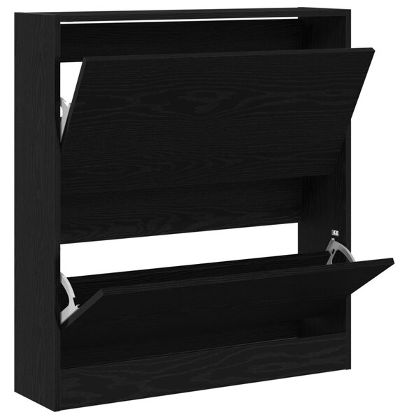 Cipőszekrény polcokkal Fekete tölgy 80 x 21 x 87,5 cm Faanyag