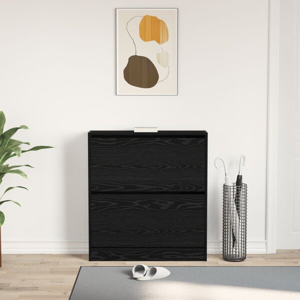 Cipőszekrény polcokkal Fekete tölgy 80 x 21 x 87,5 cm Faanyag