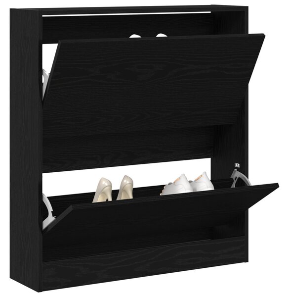Cipőszekrény polcokkal Fekete tölgy 80 x 21 x 87,5 cm Faanyag