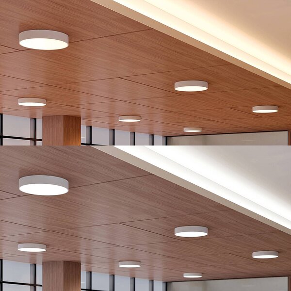 Arcchio LED mennyezeti lámpa Noabelle, Ø 60 cm, fehér, fém, dimmelhető, Fehér / opál, Konyha, fém, Modern