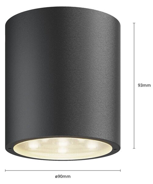 Lucande LED mennyezeti lámpa Meret, kerek, antracit, fém, Fekete, Alumínium, Modern